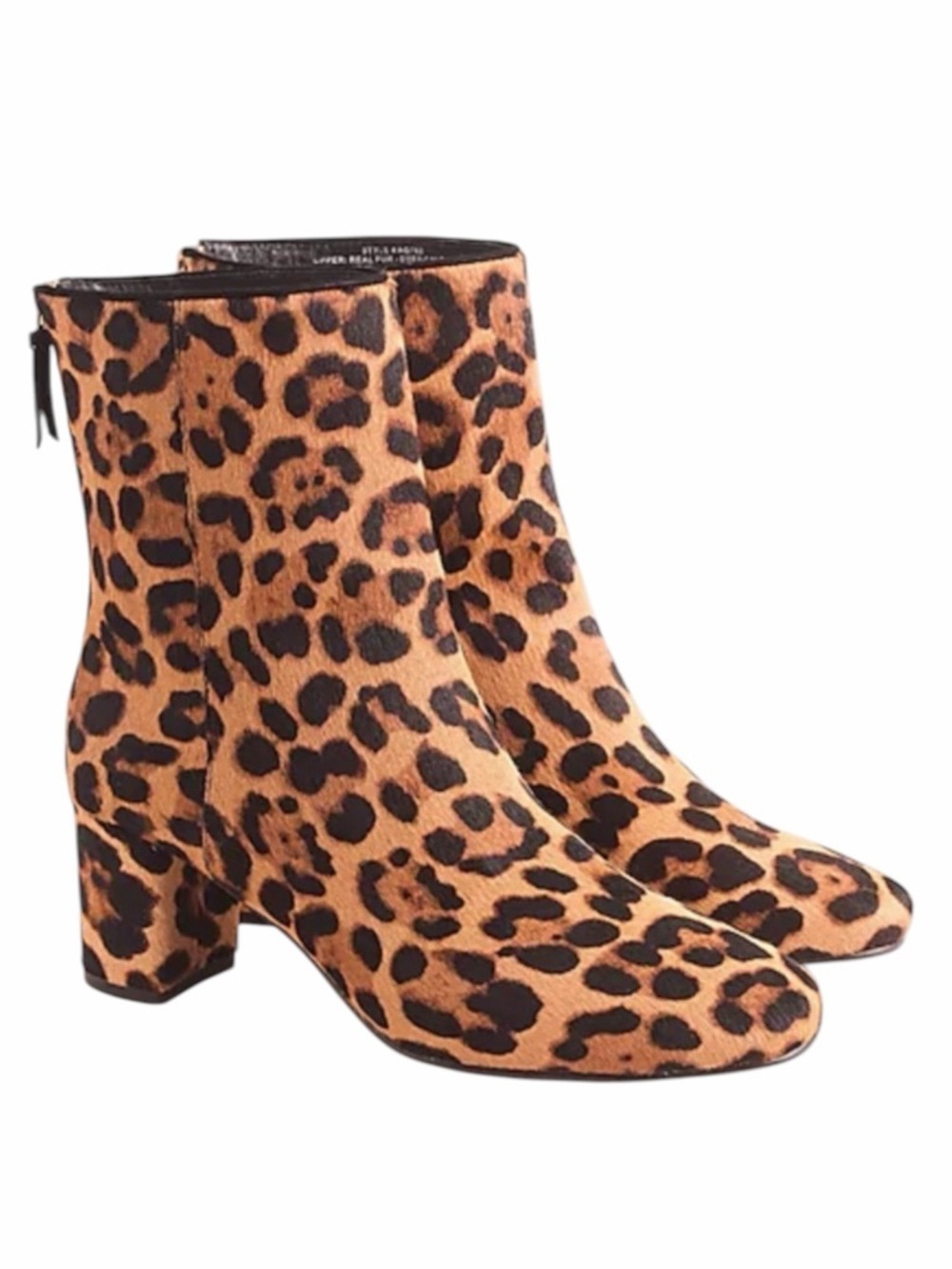 J. Crew Willa Leopard Print Dyed Calf Hair Leather Ankle Boots. Size 6.5.
